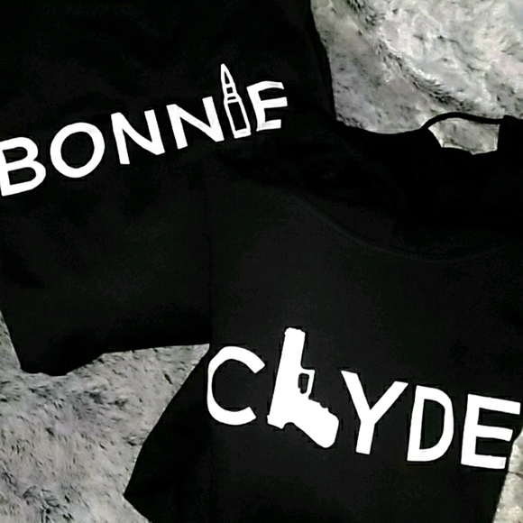 Dastash Tops - 2pc Couples Valentines Day BONNIE & CLYDE tshirt